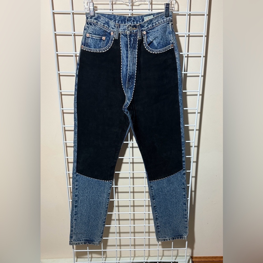 Vintage Et Vous Jeans Suede and Gingham Detail sz 38/8